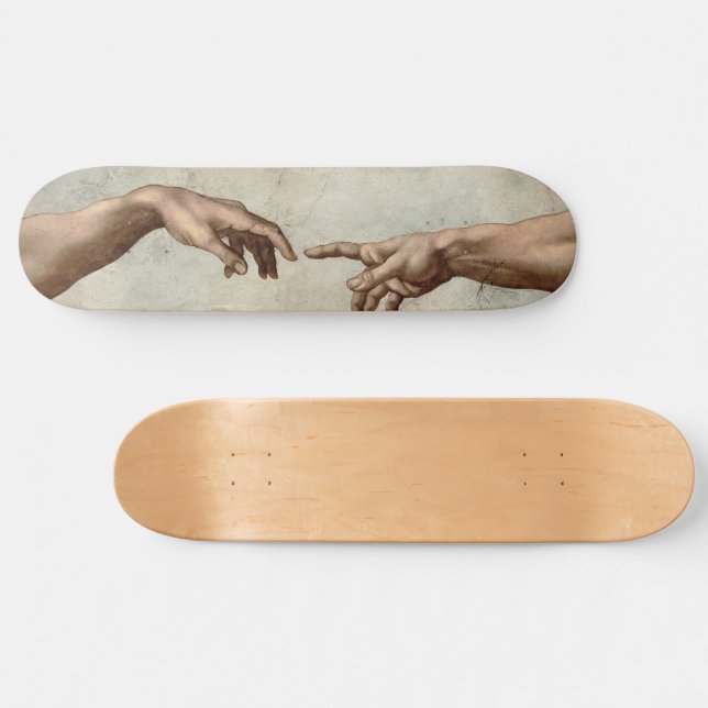 Michaelangelo gibt Schöpfung Adam God Skateboard (Horizontal)