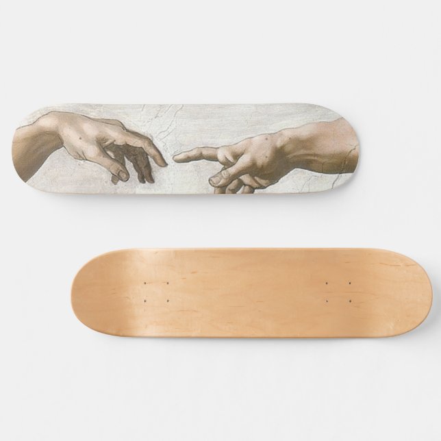 Michaelangelo Hands Creation Adam God Skateboard (Horizontal)