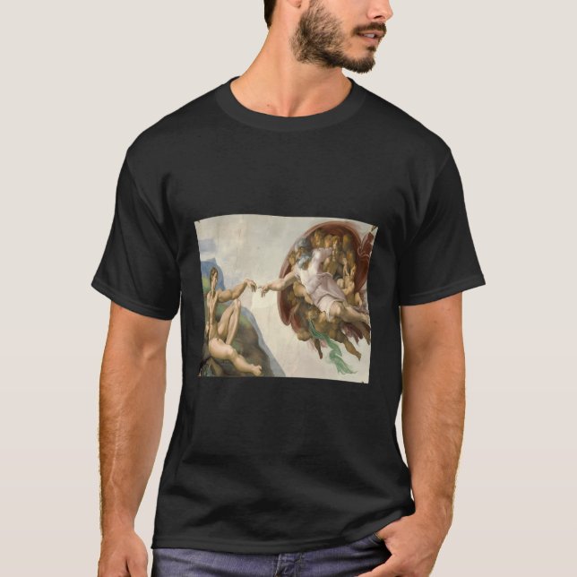 Michaelangelos Schöpfung Adams T-Shirt (Vorderseite)