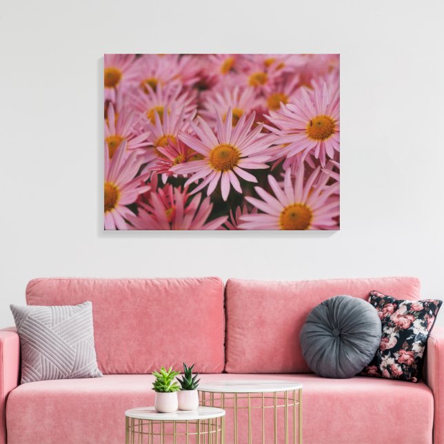 Michaelmas Daisies Canvas Print Leinwanddruck (Insitu (Wohnzimmer))
