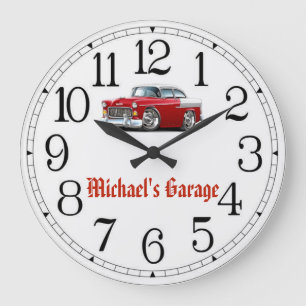 Michael's Garage Red & White Classic Clock Große Wanduhr