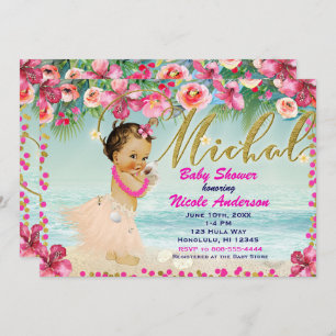 MICHAL Aloha Baby Dusche Hawaiian Retro Beach  Einladung
