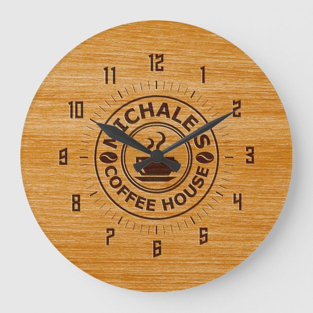 Michale's Coffee House Gravur-Effekt-Wanduhr Große Wanduhr (Vorderseite)