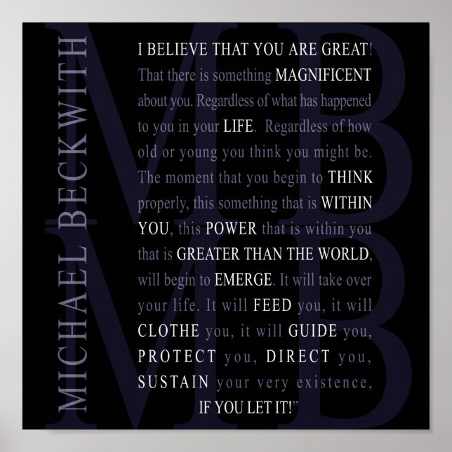 Micheal Beckwith Zitat Poster (Vorne)