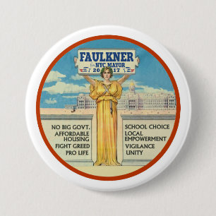 Michel Faulkner für New- York Citybürgermeister Button