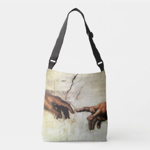Michelangel Hände Vintage-Kunst Tragetaschen Mit Langen Trägern