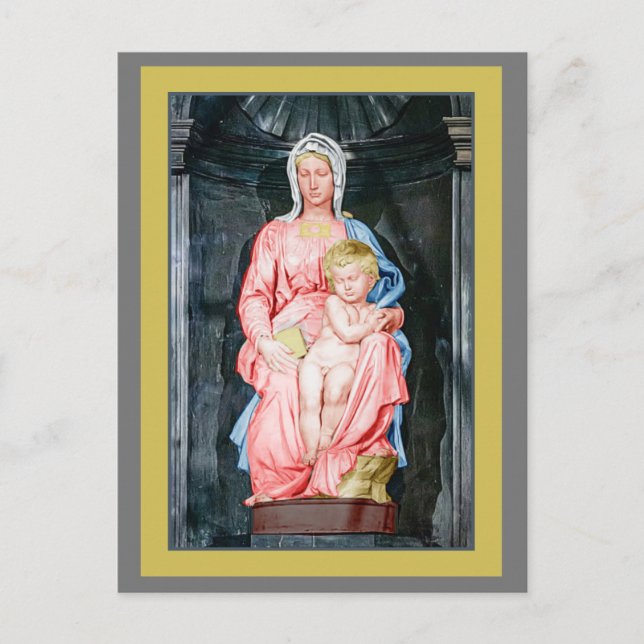 Michelangelo 1504 Madonna von Brügge Weihnachten Postkarte (Vorderseite)