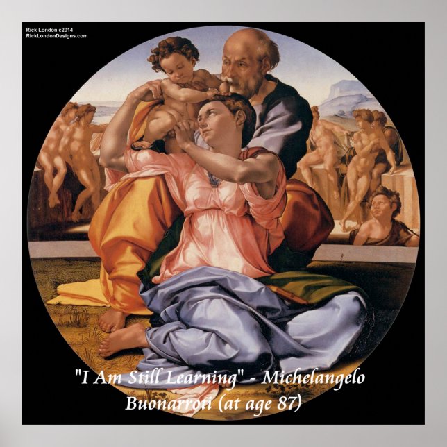 Michelangelo Art & Famous "Learning" Quote Poster (Vorne)