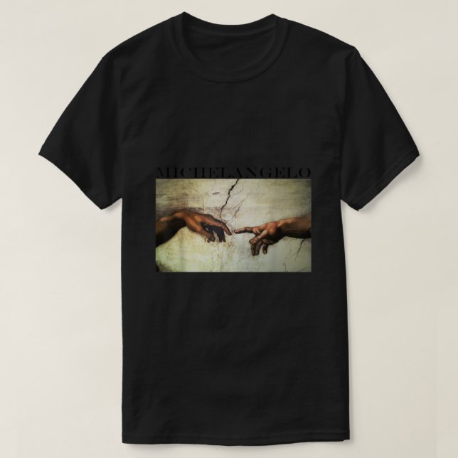 Michelangelo Art Shirt Erschaffung von Adam (Design vorne)