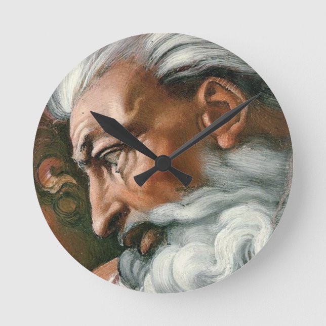 Michelangelo Creation Adam God Art Runde Wanduhr (Vorderseite)