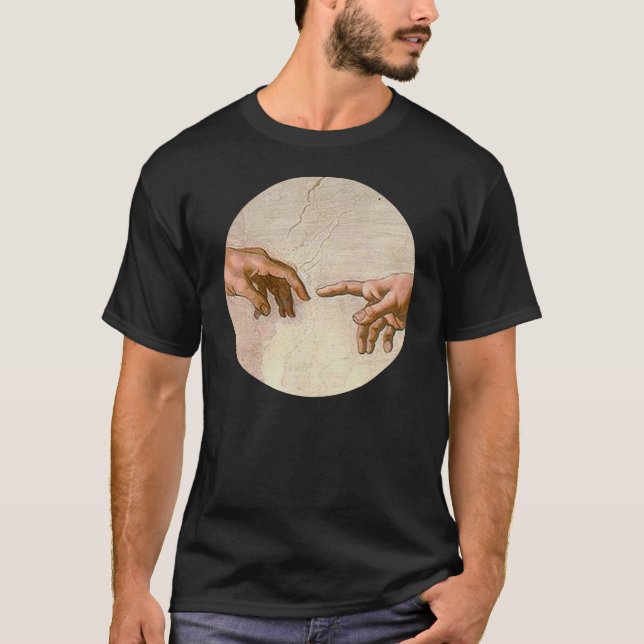 Michelangelo Creation Adam God Art T-Shirt (Vorderseite)