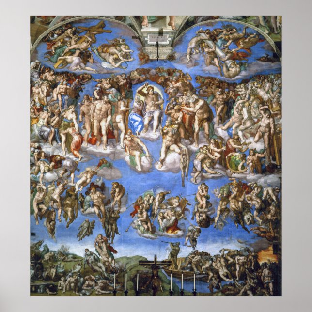 Michelangelo Das Jüngste Gericht Kunstdruck Poster (Vorne)
