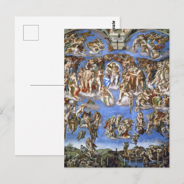 Michelangelo Das Jüngste Gericht Kunstdruck Postkarte (Vorne/Hinten)