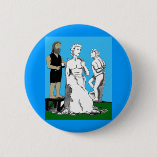 Michelangelo, der David schnitzt Button