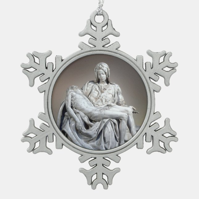 Michelangelo - der Pieta Schneeflocken Zinn-Ornament (Vorderseite)