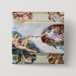 Michelangelo - Die Erschaffung Adams, Sixtinische  Button