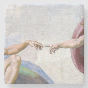 Michelangelo - Erschaffung Adams isoliert Steinuntersetzer