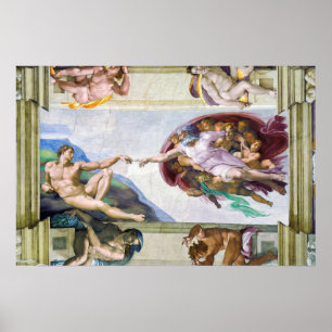 Michelangelo - Erschaffung Adams, Sixtinische Kape Poster