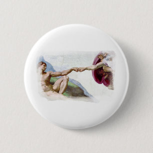 Michelangelo Erschaffung des Menschen - Gott Adam  Button