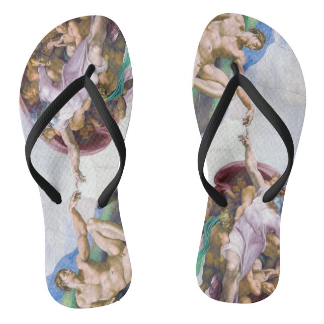 Michelangelo - Erschaffung von Adam Abgeschieden Flip Flops (Fußbett)