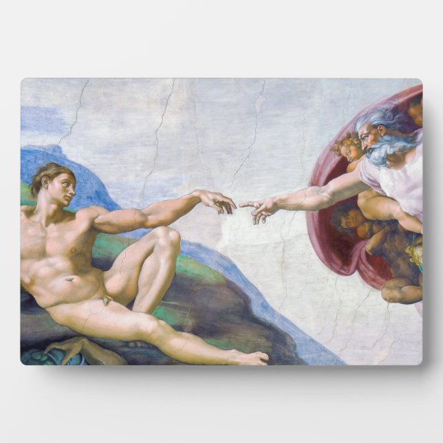 Michelangelo - Erschaffung von Adam Abgeschieden Fotoplatte (Vorderseite)