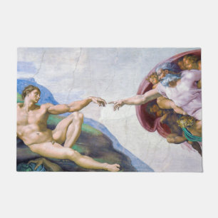 Michelangelo - Erschaffung von Adam Abgeschieden Fußmatte