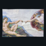 Michelangelo - Erschaffung von Adam Abgeschieden Geschirrtuch<br><div class="desc">Gründung von Adam an der Decke der Sixtinischen Kapelle - Michelangelo,  1508-1512</div>