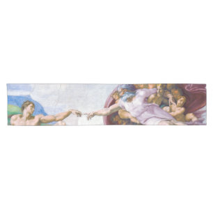 Michelangelo - Erschaffung von Adam Abgeschieden Kurzer Tischläufer