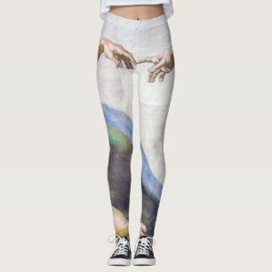 Michelangelo - Erschaffung von Adam Abgeschieden Leggings