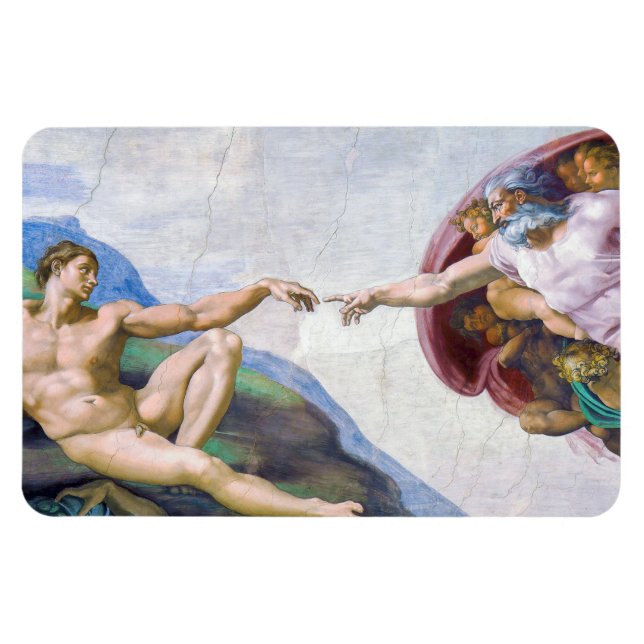 Michelangelo - Erschaffung von Adam Abgeschieden Magnet (Horizontal)