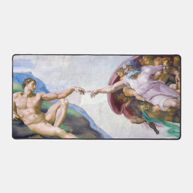 Michelangelo - Erschaffung von Adam Abgeschieden Schreibtischunterlage (Vorderseite)