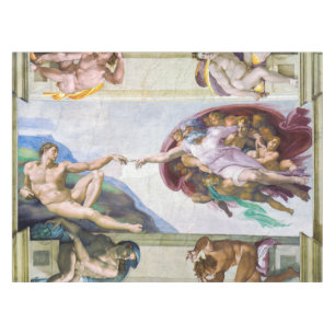 Michelangelo - Gründung von Adam, Sixtinische Kape Tischdecke