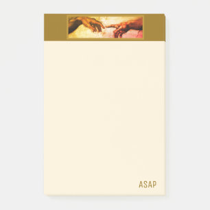 Michelangelo Hände Vintage-Kunst ASAP auf Elfenbei Post-it Klebezettel