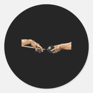 Michelangelo hands Creation von Adam Pool Billiard Runder Aufkleber