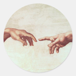 Michelangelo Hands Runder Aufkleber