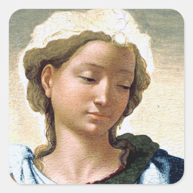 Michelangelo Madonna und Kind Weihnachten Quadratischer Aufkleber (Vorderseite)