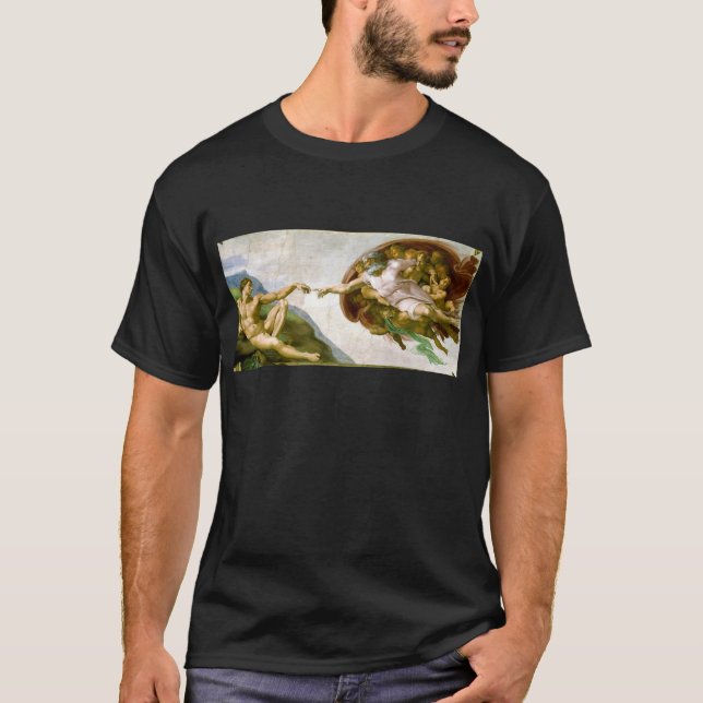 Michelangelo - Schaffung von Adam-Malerei T-Shirt (Vorderseite)