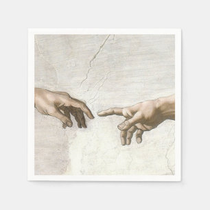 Michelangelo Schöpfung Adams Hände Fine Art Serviette