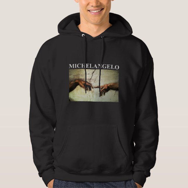 Michelangelo Schöpfung Adams Vintage-Kunst Hoodie (Vorderseite)