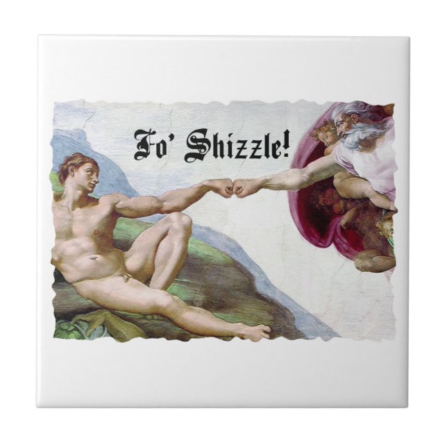 Michelangelo Schöpfung des Menschen Faustschlag fü Fliese (Vorderseite)
