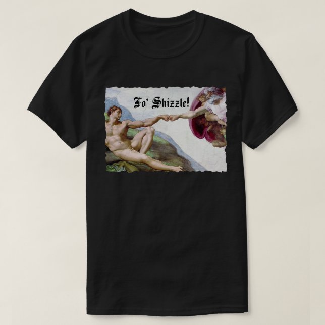Michelangelo Schöpfung des Menschen Faustschlag fü T-Shirt (Design vorne)