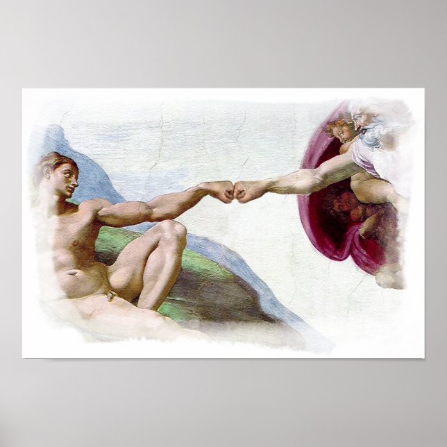 Michelangelo Schöpfung des Menschen - Gott Adam Fa Poster (Vorne)