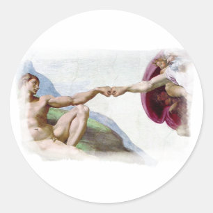 Michelangelo Schöpfung des Menschen - Gott Adam Fa Runder Aufkleber