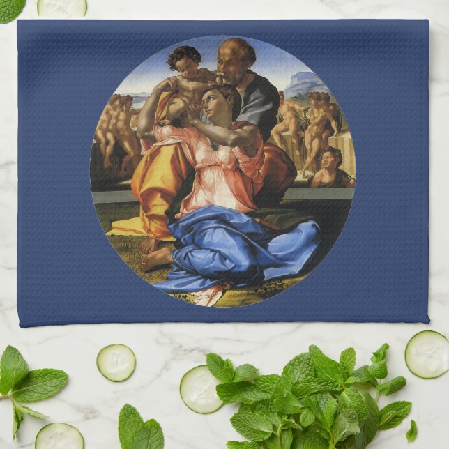 Michelangelo's Doni Tondo oder Doni Madonna Geschirrtuch (Gefaltet)