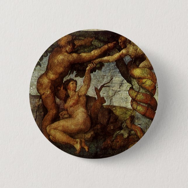 Michelangelos Fall und Ausweisung, Garten Eden Button (Vorderseite)