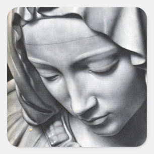 Michelangelos Pieta-Detail der Jungfrau Marias Ges Quadratischer Aufkleber