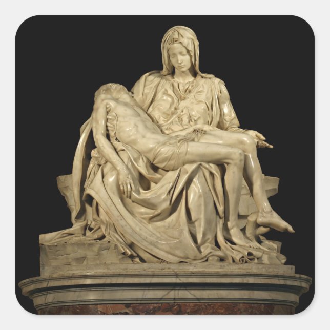 Michelangelos Pieta Quadratischer Aufkleber (Vorderseite)