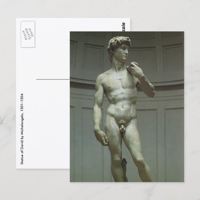 Michelangelos Statue von David Postkarte (Vorne/Hinten)