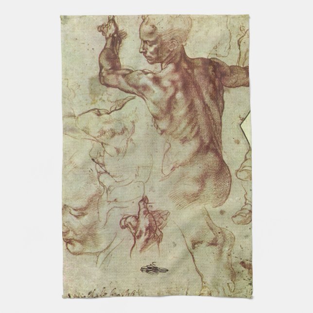 Michelangelos Studie einer libyschen Sibylle Geschirrtuch (Vertikal)