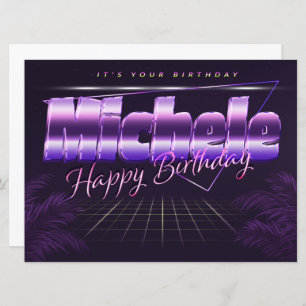 Michele Name Vorname lila retro Karte Geburtstag